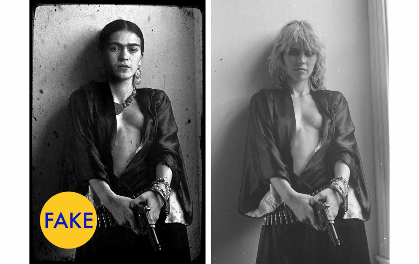Ten portret Fridy Kahlo to tak naprawdę fotomontaż zdjęcia  po prawej autorstwa Roberta Torena (2012 rok).