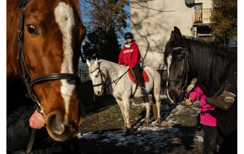 Fot. Marcin Urbanowicz, ,,Falko”. Fundacja Falko i Przyjaciele w Wierzbiu ratuje chore konie i porzucone psy. Działa dzięki zbiórkom internetowym, jednak stale brakuje środków na leczenie i utrzymanie zwierząt. Malwina Sobolewska wraz ze schorowaną matką i kilkoma wolontariuszami opiekuje się obecnie dziesięcioma końmi i jedenastoma psami.2. nagroda w kat. Documentary Project / Grand Press Photo 2025