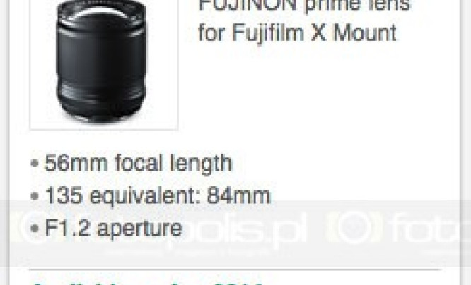 Fujifilm XF 56 mm f/1,2 pojawi się wiosną