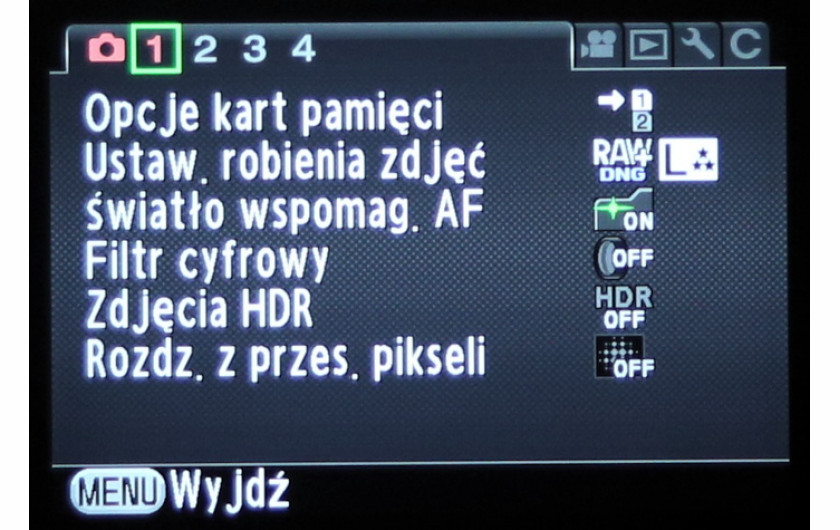 Standardowe menu apart Pentax K-3 II