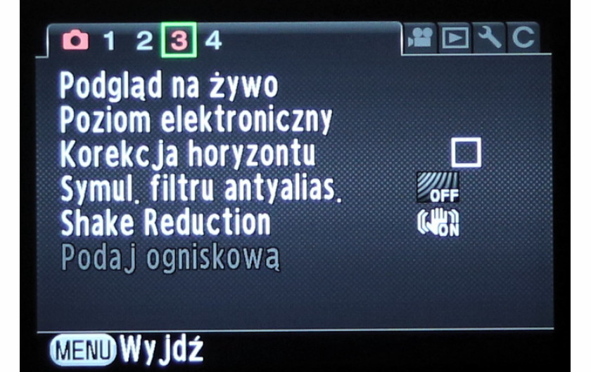 Standardowe menu apart Pentax K-3 II