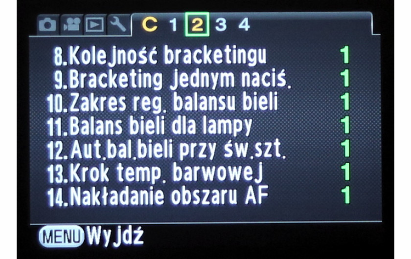 Standardowe menu apart Pentax K-3 II