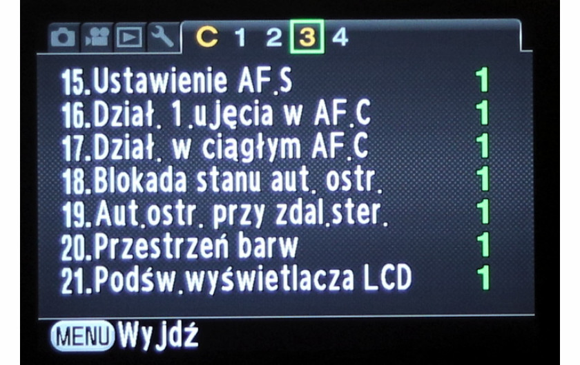 Standardowe menu apart Pentax K-3 II