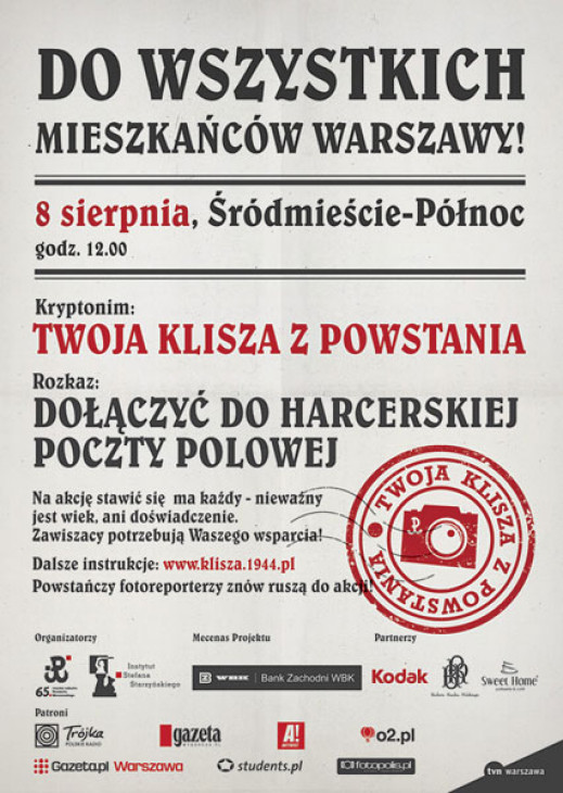 Fotograficzna gra miejska "Twoja klisza z Powstania"