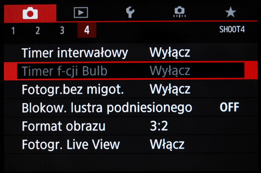 Menu główne aparatu Canon EOS 6D Mark II