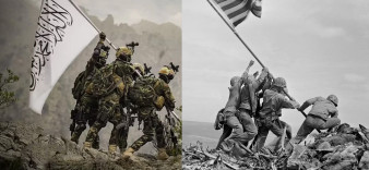 Sytuacja w Afganistanie na jednym zdjęciu - talibska propaganda naśmiewa się z USA