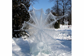 To tak naprawdę nie jest zamarznięta pajęczyna, a lodowa rzeźba wykonana w 2011 roku.