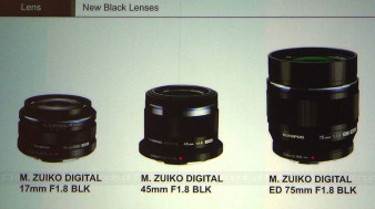 Olympus M.Zuiko DIGITAL 17 mm f/1,8, 45 mm f/1,8 oraz 75 mm f/1,8 w czerni