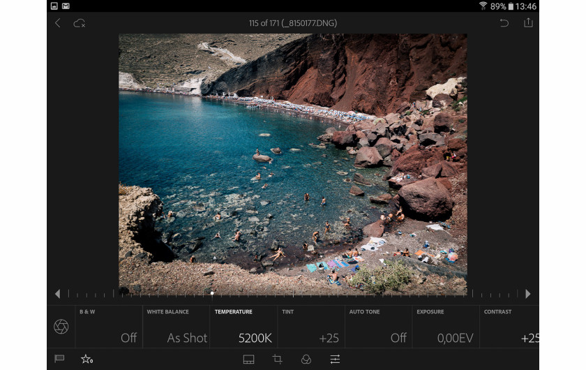 Adobe Lightroom Mobile - wygląd i poszczególne opcje zakładki Basic