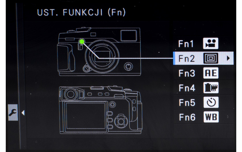 Fujifilm X-Pro2 - ustawienia przycisków funkcyjnych w menu aparatu