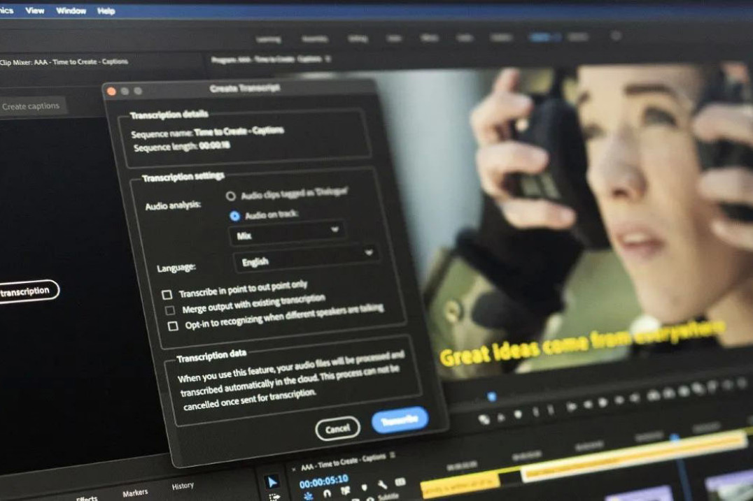 Duża aktualizacja Adobe Premiere Pro: wsparcie dla Apple M1 i automatyczna zamiana mowy na napisy