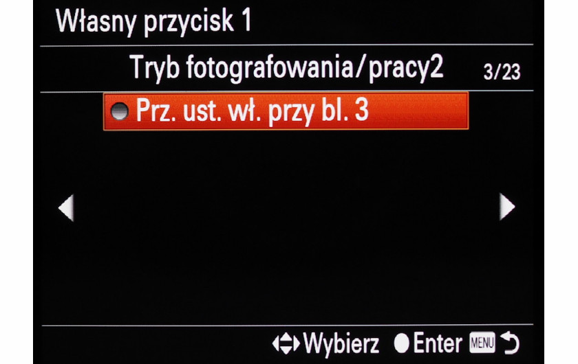 Mnu personalizacji aparatu Sony A7R III