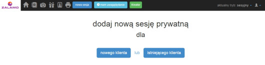 Panel dodawania nowej sesji