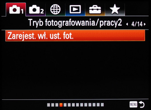 Menu główne aparatu Sony A7R III