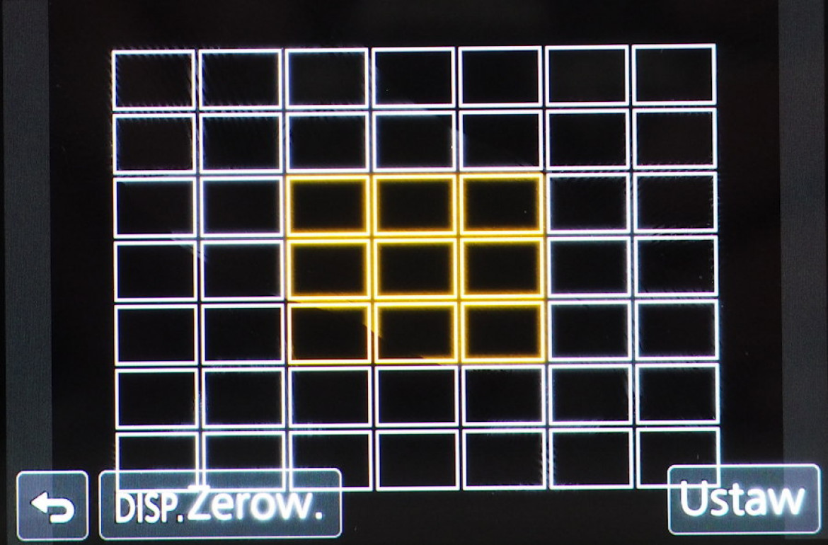 Rozkład punktów AF w aparacie Panasonic GX8
