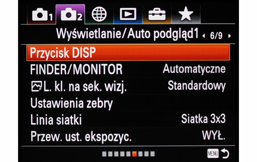 Menu główne aparatu Sony A7R III
