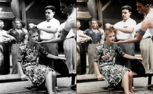 Punishment for collaboration with the nazis, Montelimar 1944. Źródło: http://www.webburgr.com