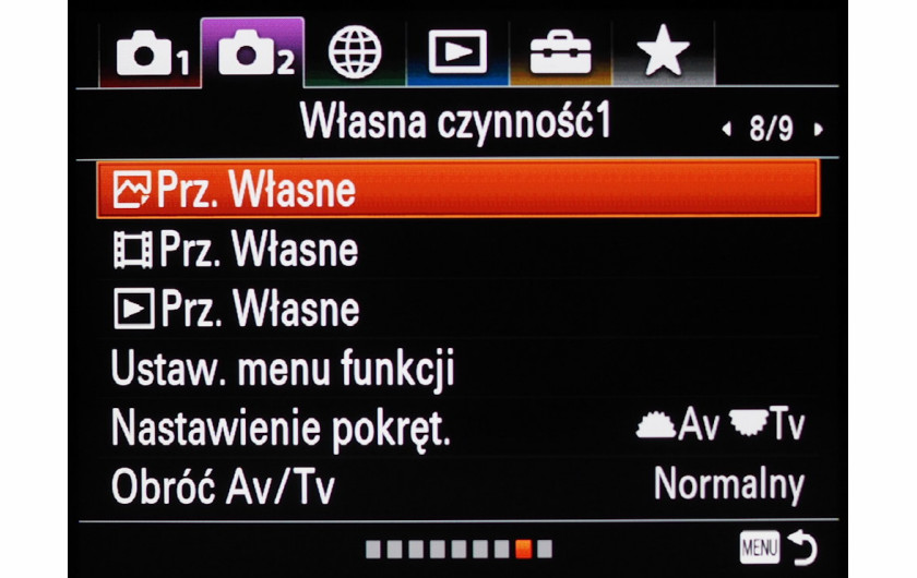 Menu główne aparatu Sony A7R III