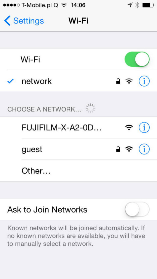 Fujifilm X-A2 - informacje wi-fi