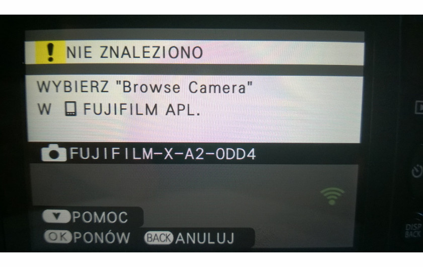 Fujifilm X-A2 - informacje wi-fi