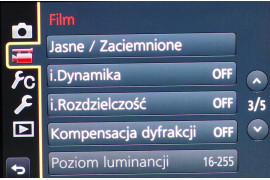 Standardowe menu apart Panasonic Lumix DMC-GX8