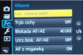 Standardowe menu apart Panasonic Lumix DMC-GX8