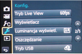Standardowe menu apart Panasonic Lumix DMC-GX8
