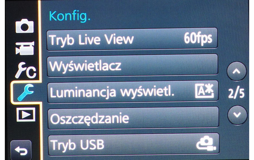 Standardowe menu apart Panasonic Lumix DMC-GX8