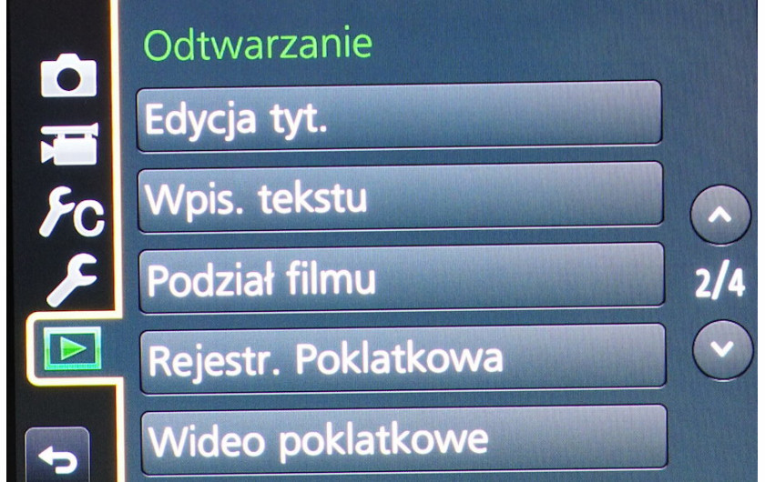 Standardowe menu apart Panasonic Lumix DMC-GX8