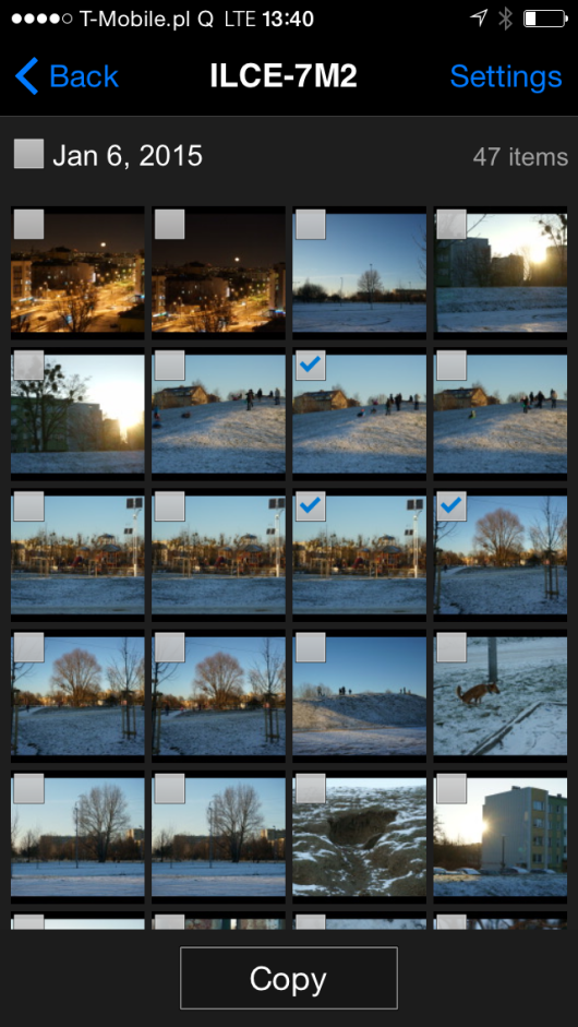 Sony A7 II - łączność Wi-Fi
