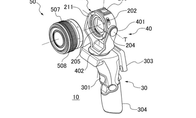 Bezlusterkowy korpus z pistoletowym uchwytem - ciekawy patent firmy Canon
