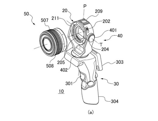 Bezlusterkowy korpus z pistoletowym uchwytem - ciekawy patent firmy Canon