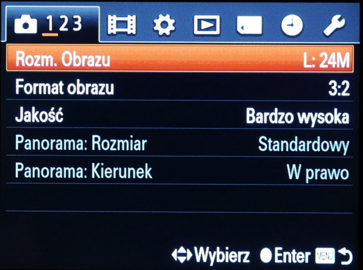 Stary układ menu standardowego (Sony RX1)