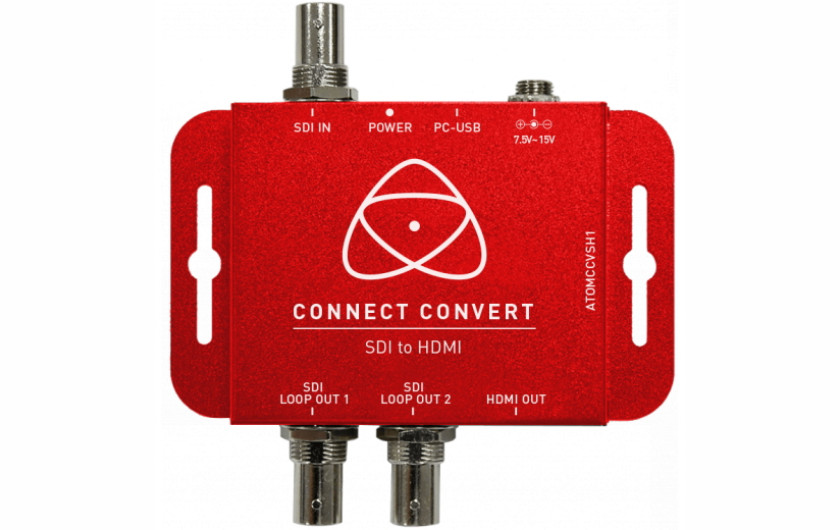 Atomos Connect Converter ATOMCCVSH1 - kompaktowy konwerter SDI na HDMI o jakości transmisji z pełnym rozmiarem 3G / HD / SD-SDI, blokowany HDMI, blokowany zasilacz DC i zdejmowane uchwyty montażowe