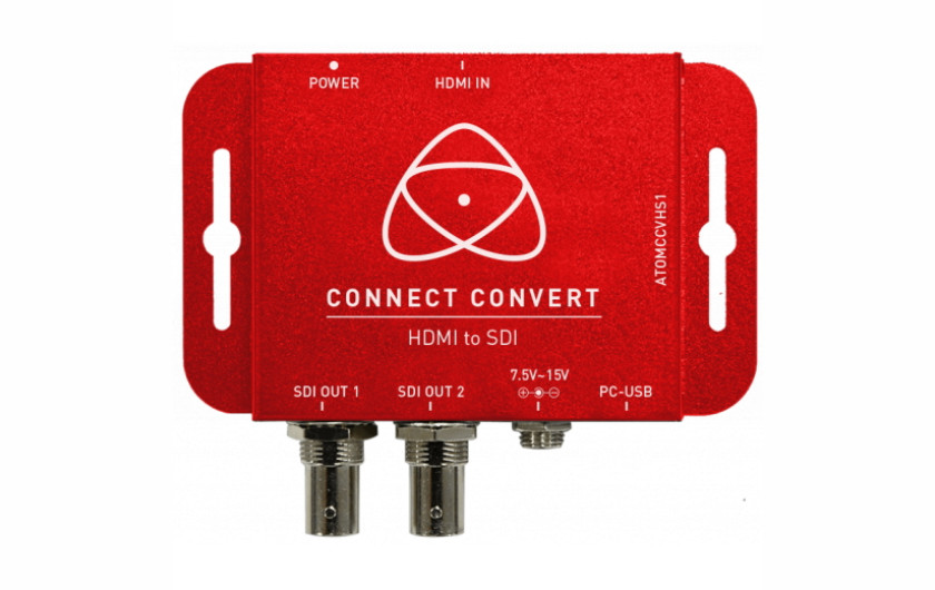 Atomos Connect Converter ATOMCCVHS1 - konwerter HDMI na SDI z pełnym rozmiarem 3G / HD / SD-SDI, blokowanym HDMI, blokowanym zasilaniem DC, wymienne uchwyty montażowe w wytrzymałej metalowej obudowie.