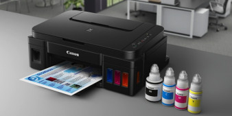 Canon PIXMA G1400, G2400 i G3400 - oszczędny druk, dzięki stałemu zasilaniu w atrament