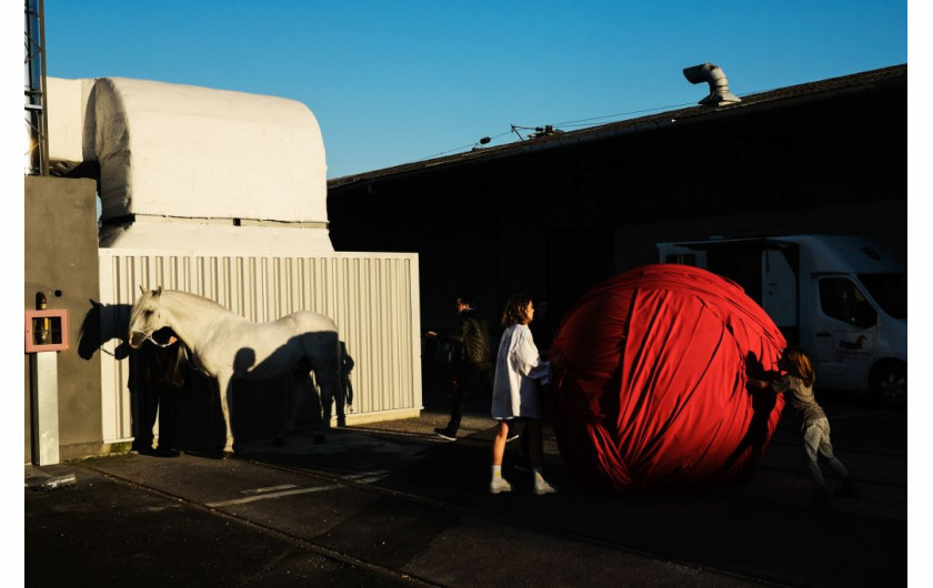 TOMASZ LAZAR, FREELANCER - II miejsce w kategorii Kultura i Sztuka (zdjęcie pojedyncze)

Przygotowania do pokazu Jacquemus`a podczas Tygodnia Mody w Paryżu. Koń oraz czerwona kula były częścią pokazu.
Paryż (Francja), 29 września 2015 r.