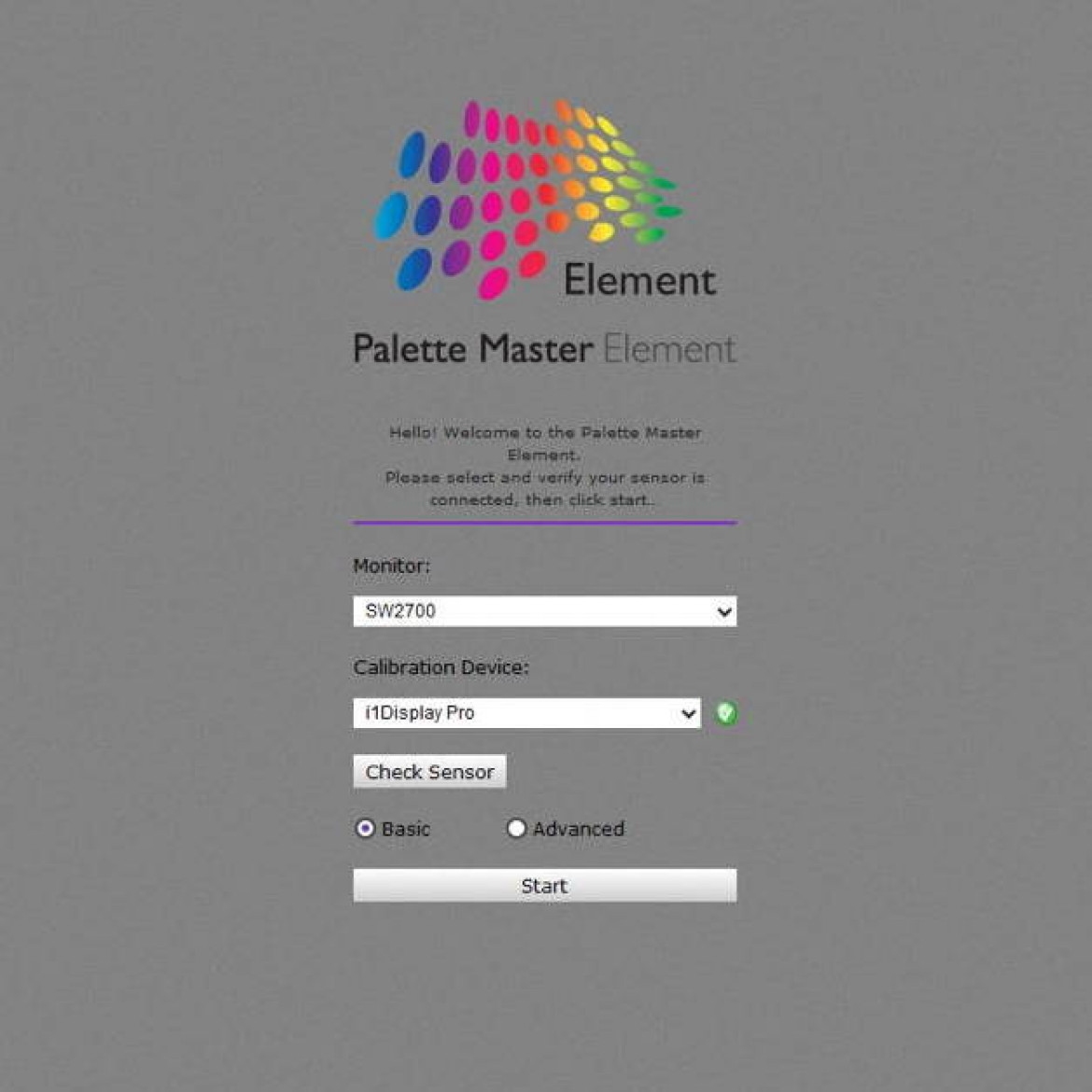 Palette Master Element - ekran powitalny