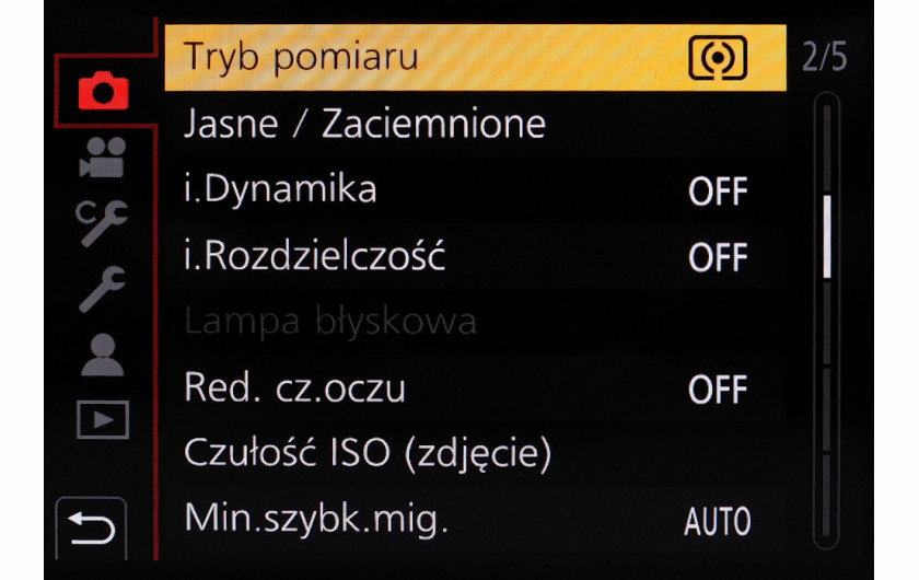 Menu główne aparatu Panasonic Lumix G9