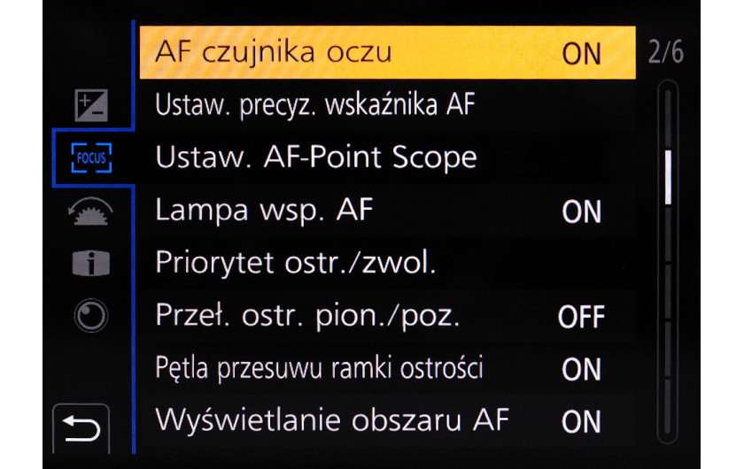 Menu główne aparatu Panasonic Lumix G9