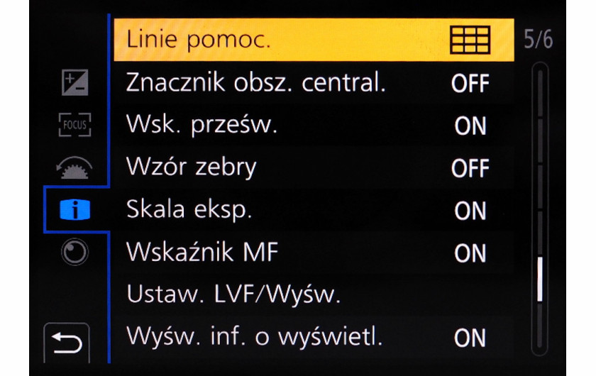 Menu główne aparatu Panasonic Lumix G9