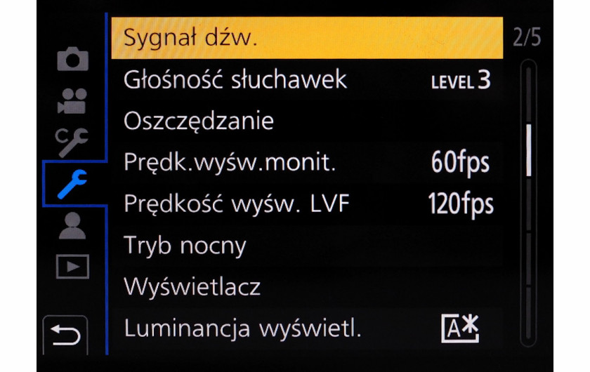 Menu główne aparatu Panasonic Lumix G9