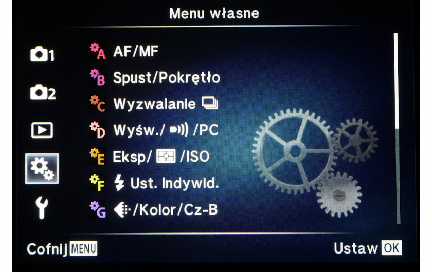 Menu ustawień osobistych w aparcie Olympus OM-D E-M10 Mark II