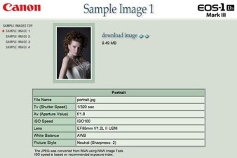 Canon EOS-1Ds Mark III - oficjalne sample i dokumentacja producenta
