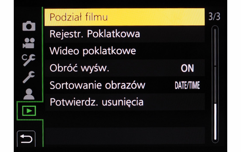 Menu główne aparatu Panasonic Lumix G9
