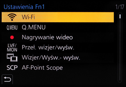 Menu personalizacji aparatu Panasonic Lumix G9