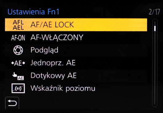 Menu personalizacji aparatu Panasonic Lumix G9