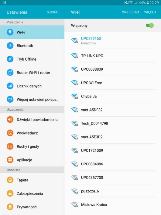 Samsung Galaxy Tab S2 - ustawienia Wi-Fi