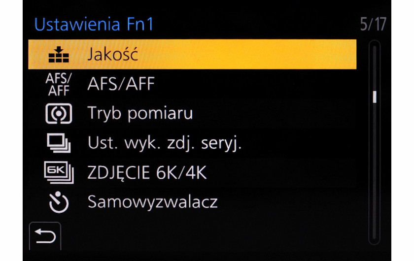 Menu personalizacji aparatu Panasonic Lumix G9