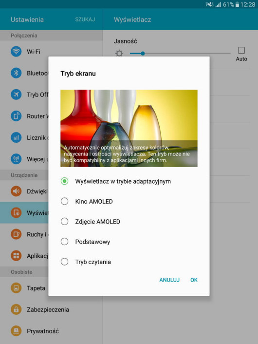 Samsung Galaxy Tab S2 - tryb ekranu